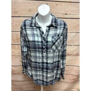 Kuhl Henley Shirt Womens Size Small Long Sleeve Plaid V-neck Casual Blouse Top